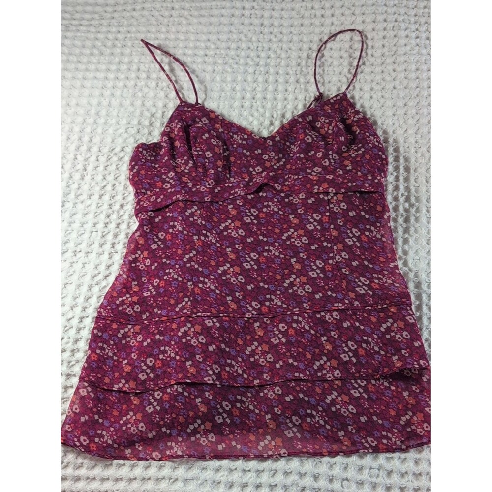 American Eagle Outfitters Pink Floral Tiered Spaghetti-Strap Cami